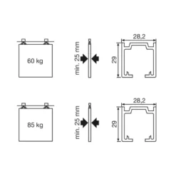 NK 60/85 - Herrajes estándar o retráctiles para puertas correderas de máx. 85 Kg./hoja