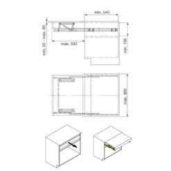 OPLA TOP - Guía extensible de 3 cuerpos para mesa/estante elevable