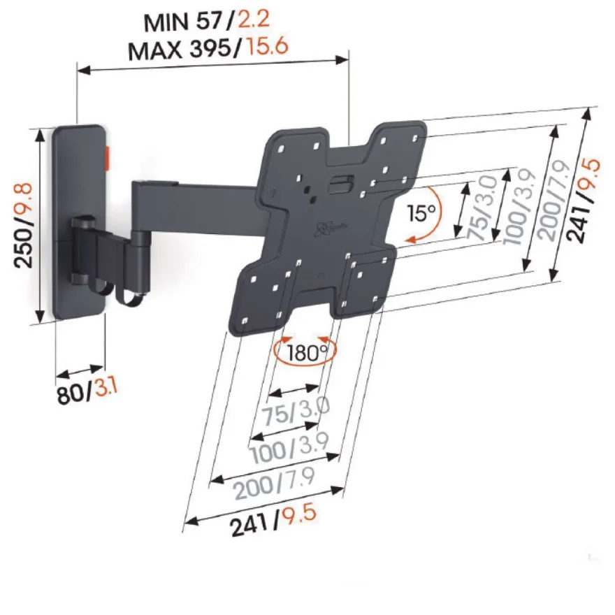 OSCAR - Soporte articulado (3 puntos de giro) para pantallas de 19” a 43”