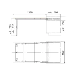 PARTY - Guía extensible de 5 cuerpos con pata regulable para mesa extraíble