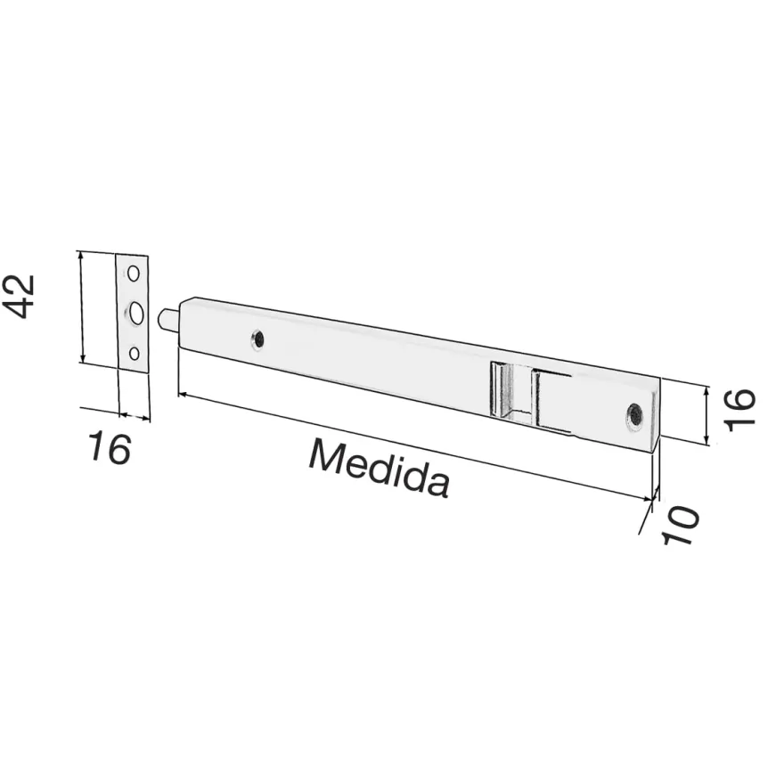 Pasador de caja de 16 mm.