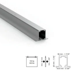 Perfil oculto para puertas correderas Klein SLID TOP 150