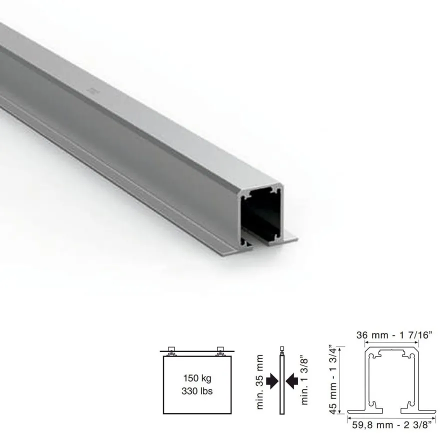 Perfil oculto para puertas correderas Klein SLID TOP 150