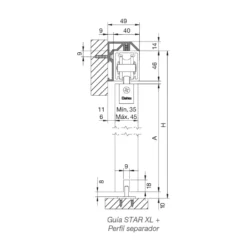 Perfil separador para guía Saheco STAR XL