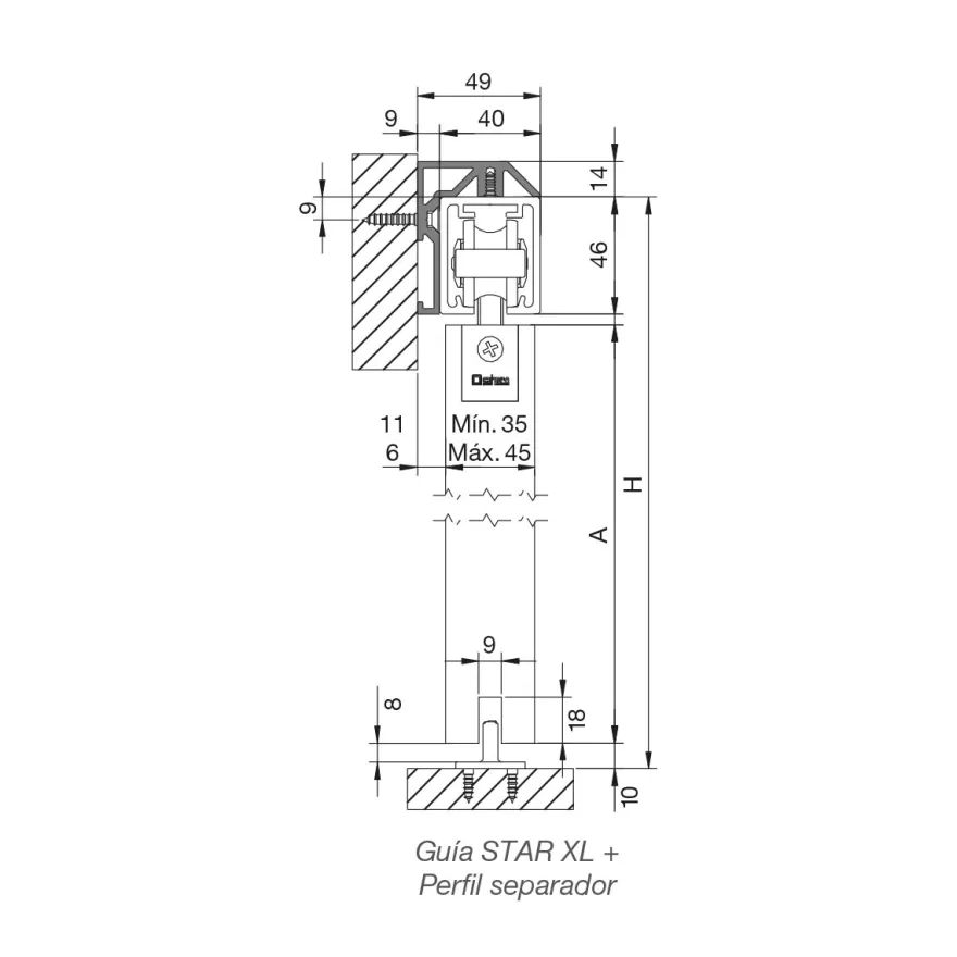 Perfil separador para guía Saheco STAR XL