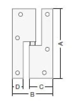 Pernios para puertas de paso de pala ancha RECTA FUERTE