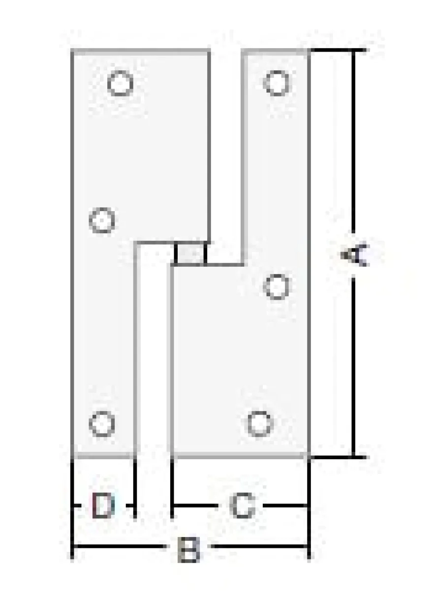 Pernios para puertas de paso de pala ancha RECTA FUERTE
