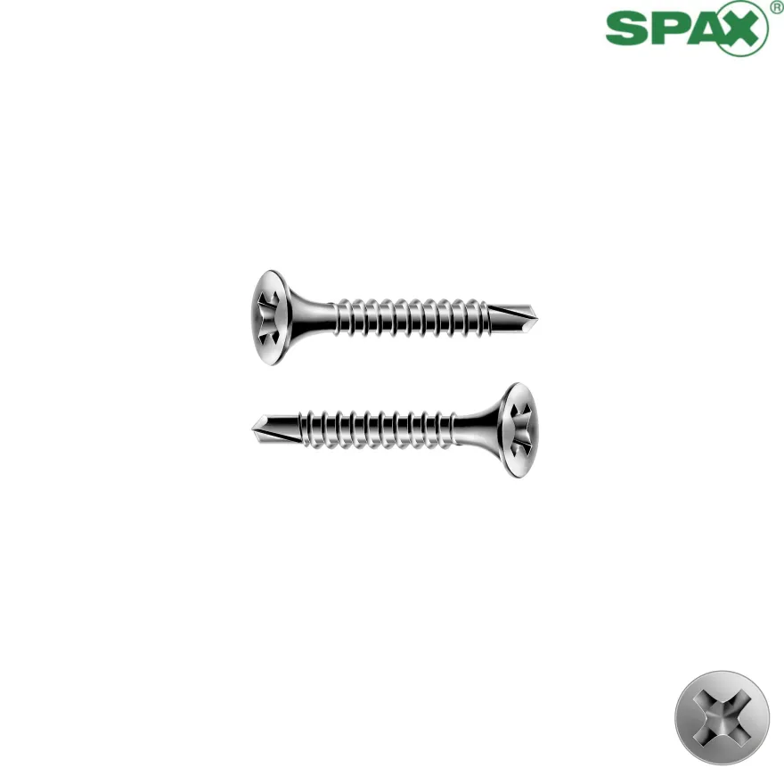 PHILLIPS - Tornillos rosca chapa autoperforante SPAX de cabeza PLANA DIN 7504