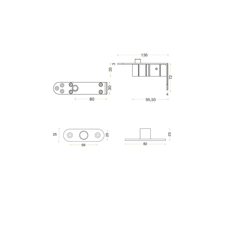 Pivote superior con eje articulado para puertas batientes