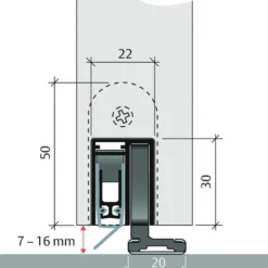 PLANET SN RD - Burlete automatico para puertas correderas 22 mm