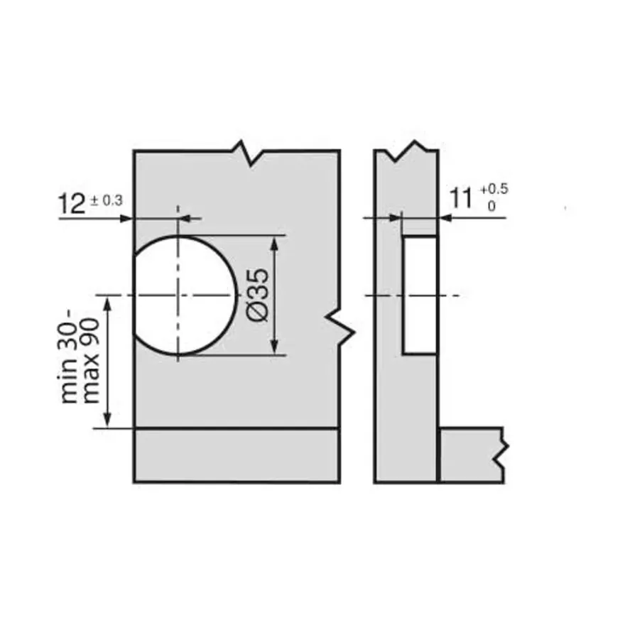Plantilla de taladro interruptor Blum SERVO-DRIVE