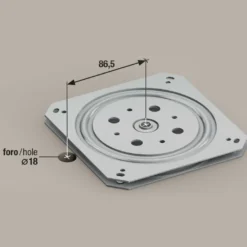 Plataforma giratoria para instalar bajo un sobre de madera.