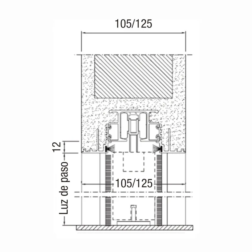 PLATINUM ESSENTIAL PARA REVOQUE - Armazón para puertas correderas de hoja única