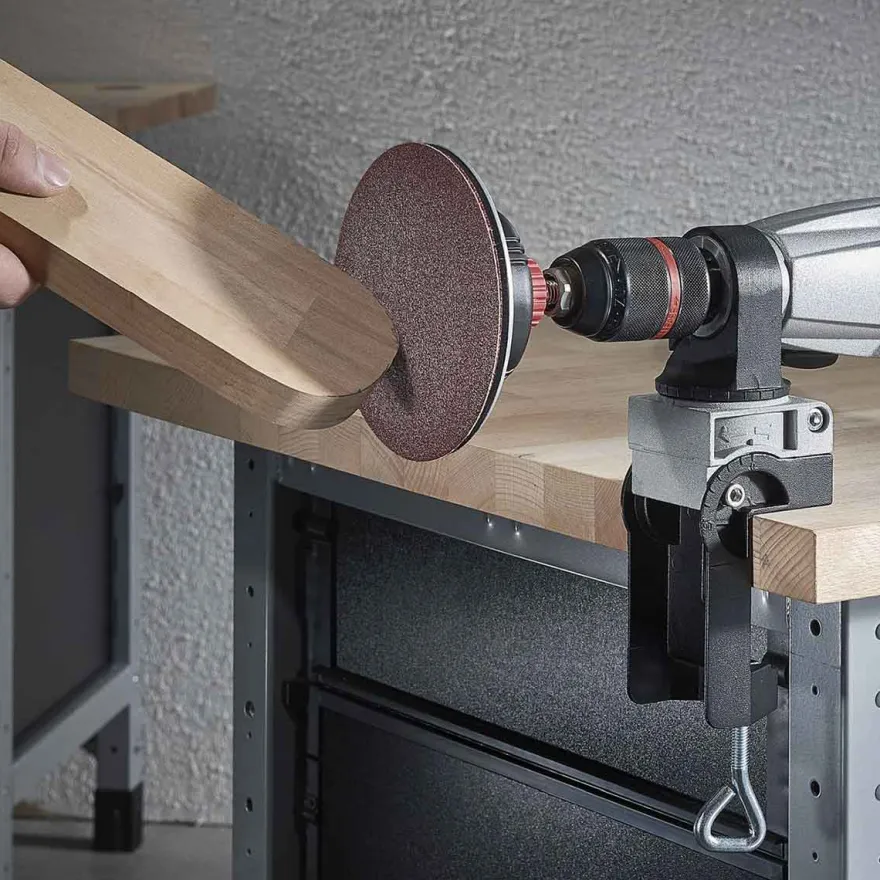 Plato abrasivo adhesivo ajustable antivibración para taladro atornillador Wolfcraft