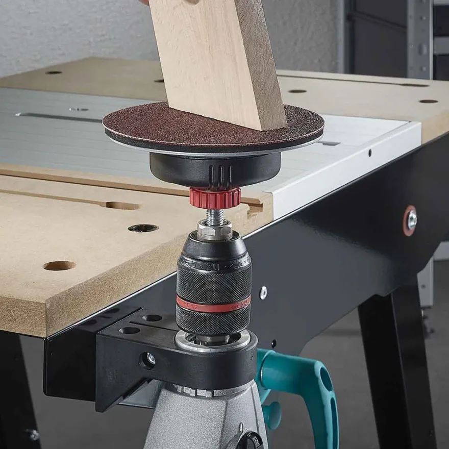 Plato abrasivo adhesivo ajustable antivibración para taladro atornillador Wolfcraft