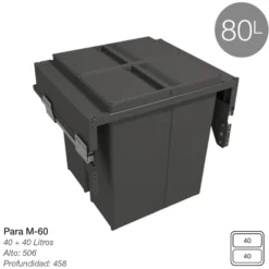 580 PLUS - Cubo de basura de 2 o 4 compartimentos con guías de extracción total con amortiguación