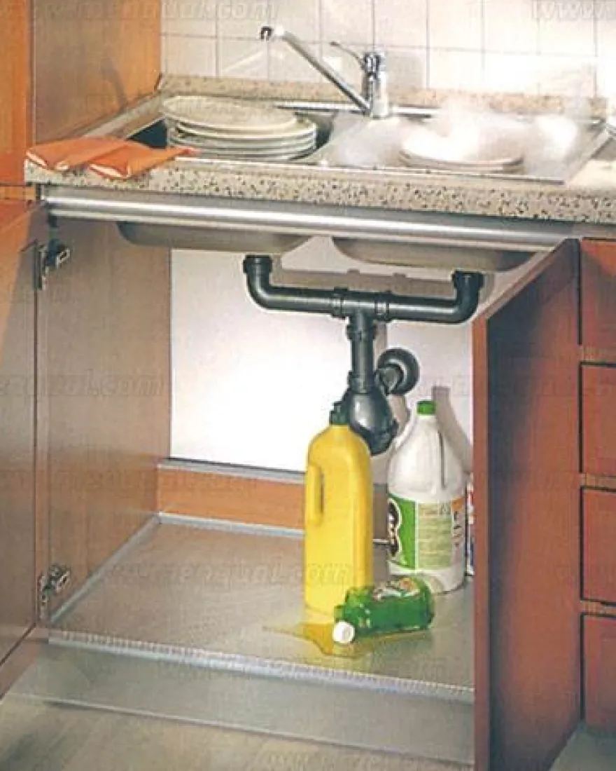 Protector de aluminio con goma de ajuste para fondos de fregadero