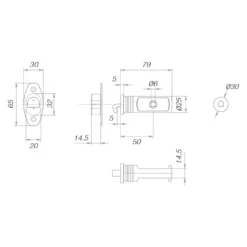 Recambio cerradura ø6 mm HOOKY ZERO para puerta corredera
