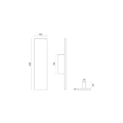 REC FINE - Pomo fijo rectangular 100x400