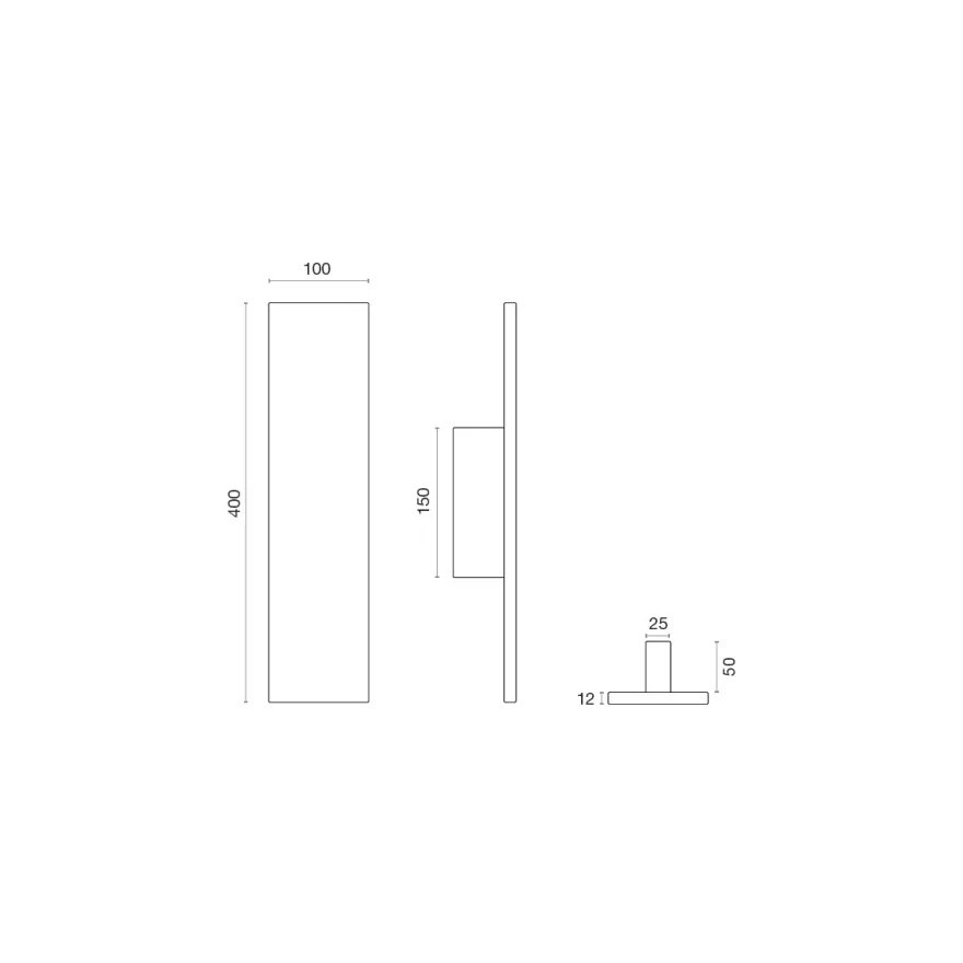 REC FINE - Pomo fijo rectangular 100x400