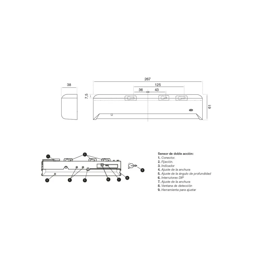 Sensor de proximidad de doble acción infrarrojo / microondas para cierrapuertas CONSERJE