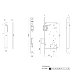 SERIE 890 - Cerradura de caja europea de rodillo y llave