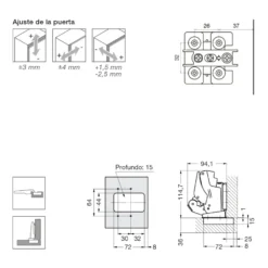 Serie J160 - Bisagra para grandes espesores y puertas pesadas. Apertura 160º.