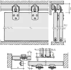SERIE K-20 - Sistema de puertas correderas suspendidas de armario para 20/30 Kg.