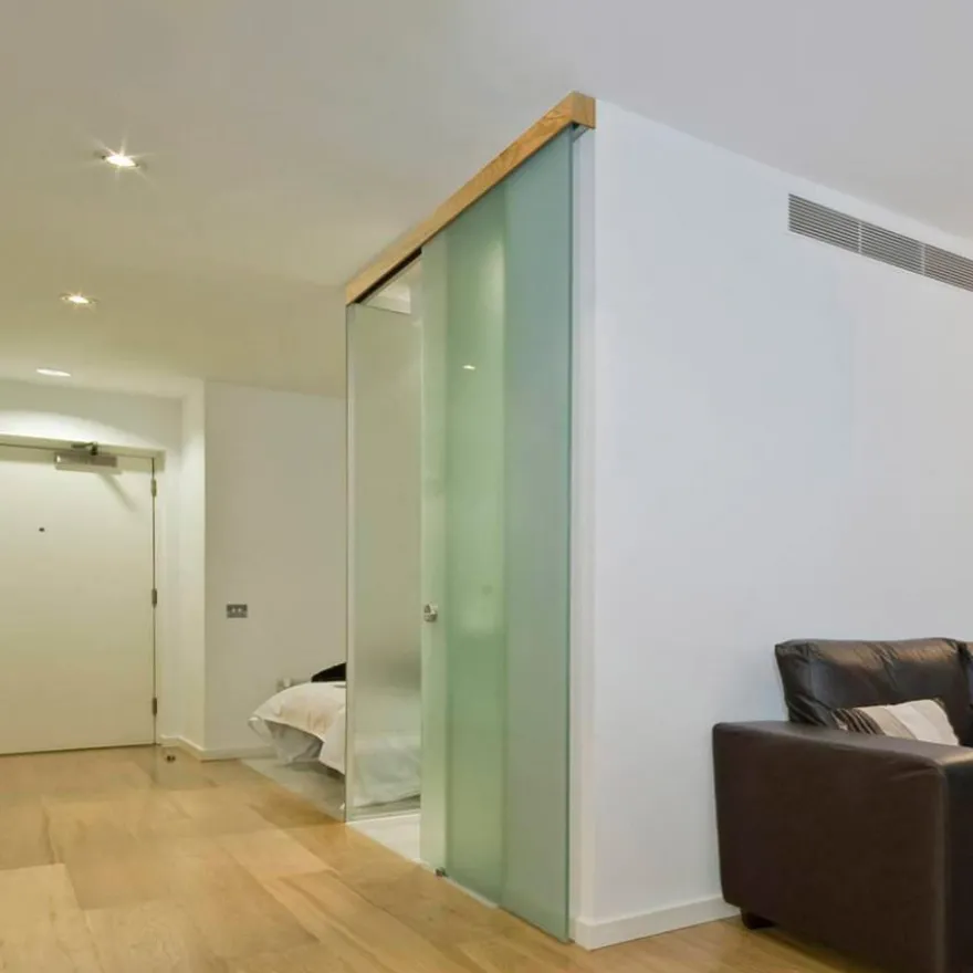 Serie UNIKGLASS + 50/100/150 de Klein para 1 hoja móvil instalación a techo hasta 150 Kg.