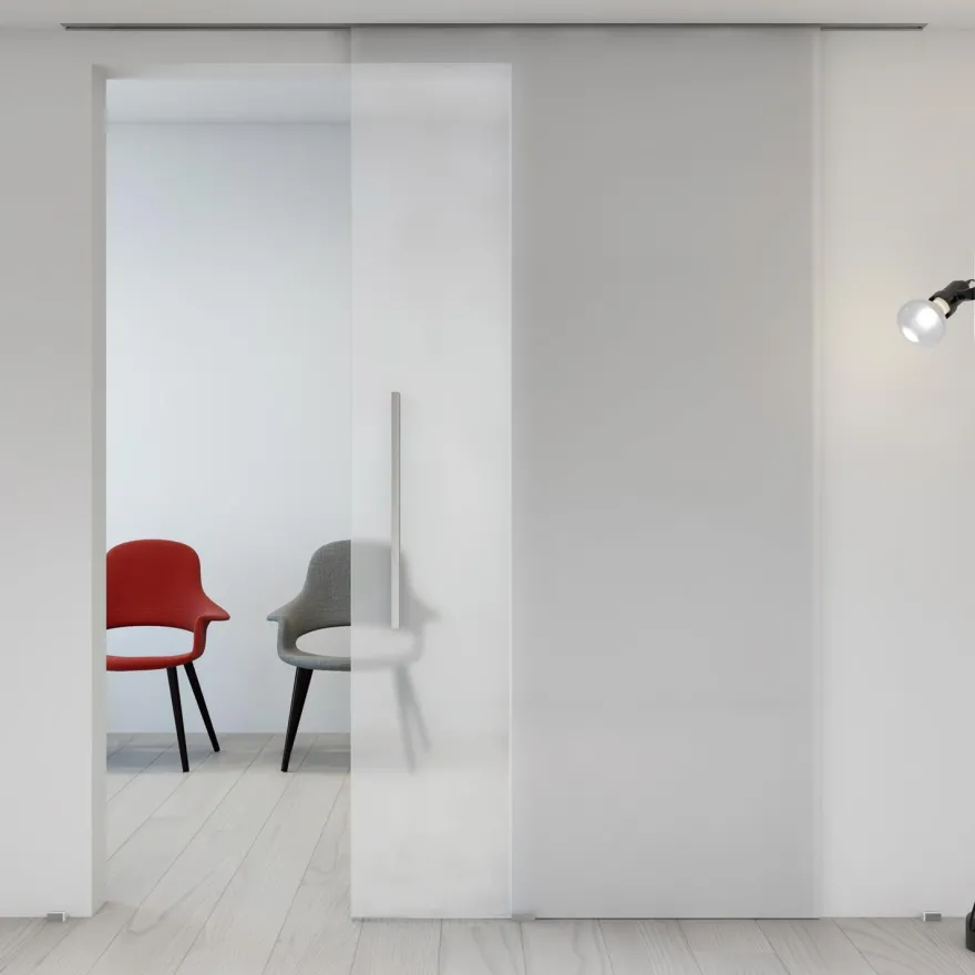 SERIE UNIKGLASS + TOP 50/100/150 para 1 hoja móvil de cristal de perfil oculto falso techo hasta 150 Kgs.