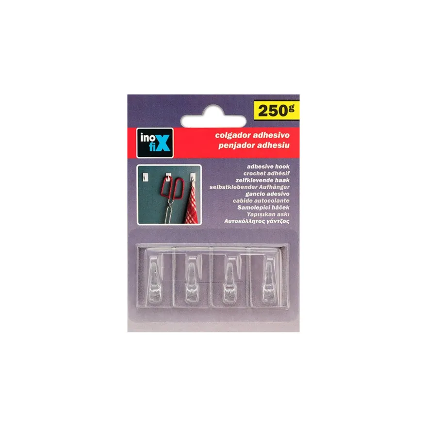 Set de 4 ganchos adhesivos transparentes