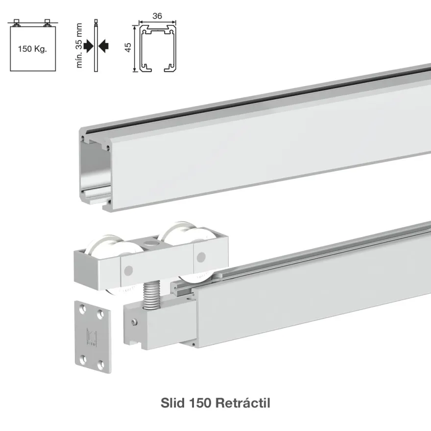 SLID 150 - Accesorios puerta corredera de madera hasta 150 Kg.
