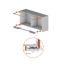 SLIDER S10 Sistema oculto para muebles altos y bajos de 2 puertas correderas hasta 10 Kg.