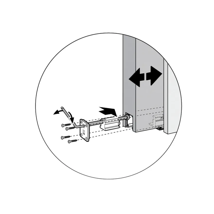 SLID INTRA 150 - Guía entre tabiques y accesorios retráctiles para 1 puerta corredera de madera hasta 150Kg.