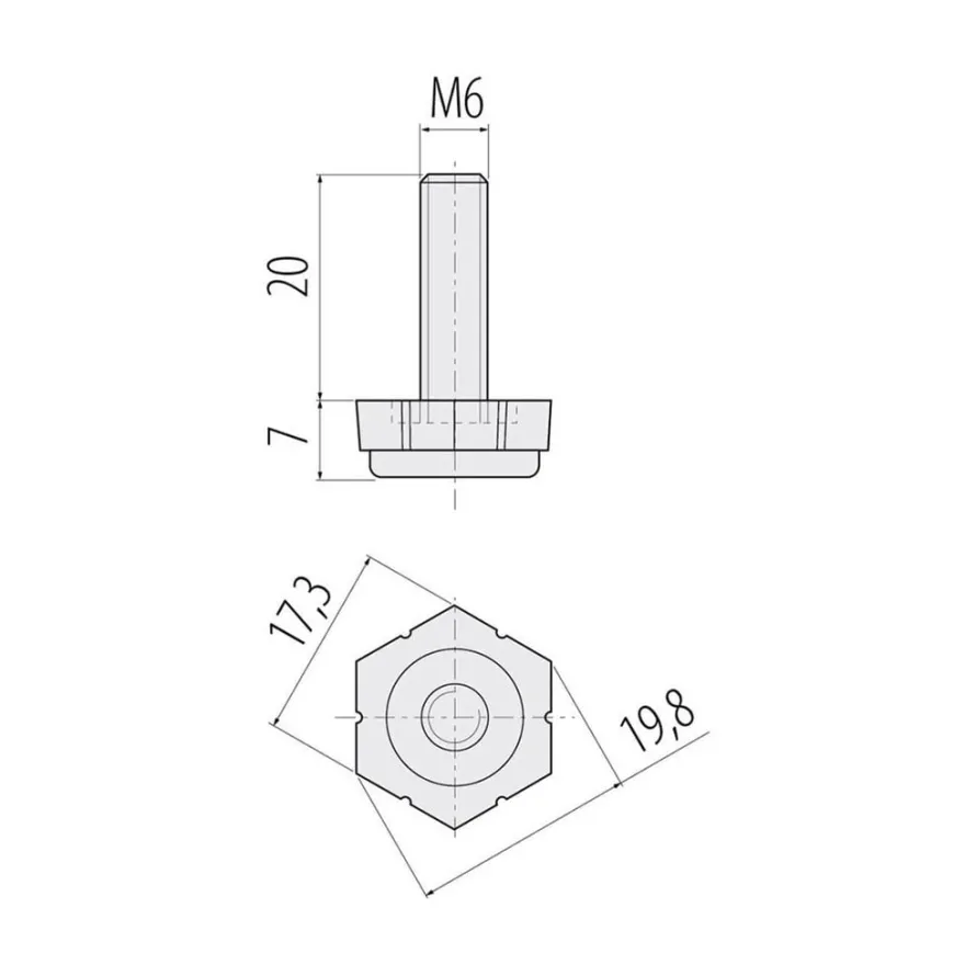 SLIM - Nivelador de rosca métrica y base hexagonal