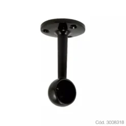 Soporte negro de fijación a techo para barras de armario circulares