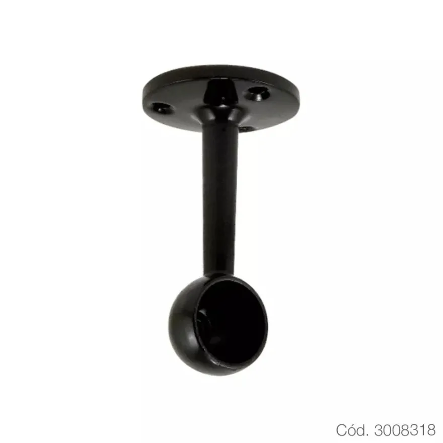Soporte negro de fijación a techo para barras de armario circulares
