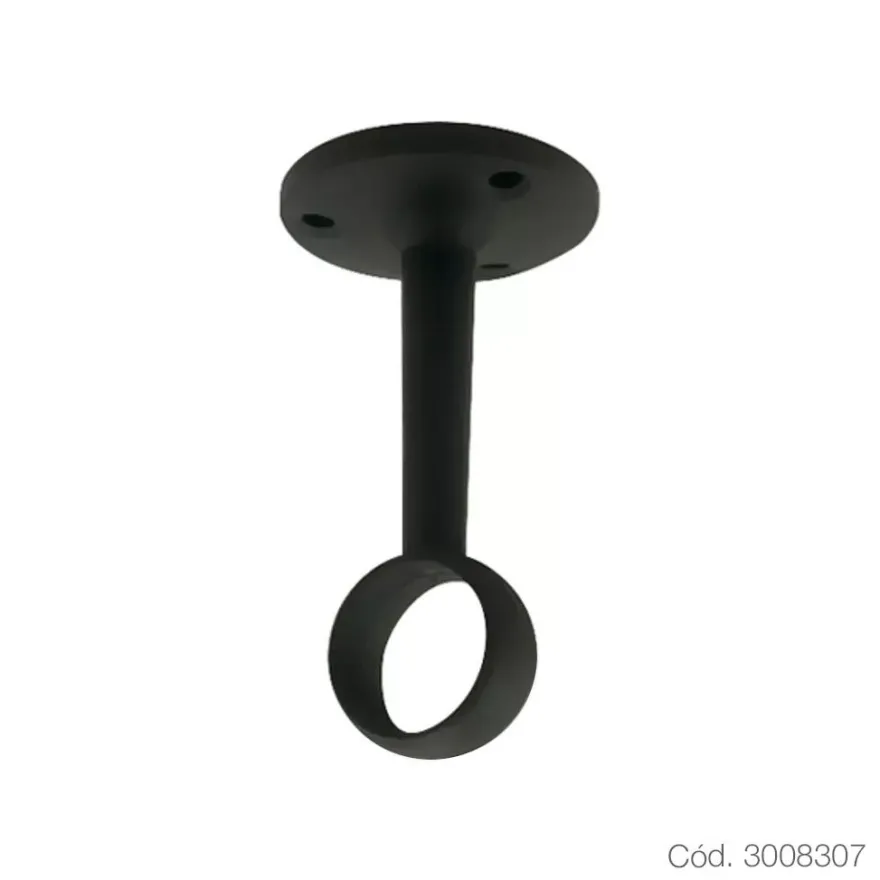 Soporte negro de fijación a techo para barras de armario circulares