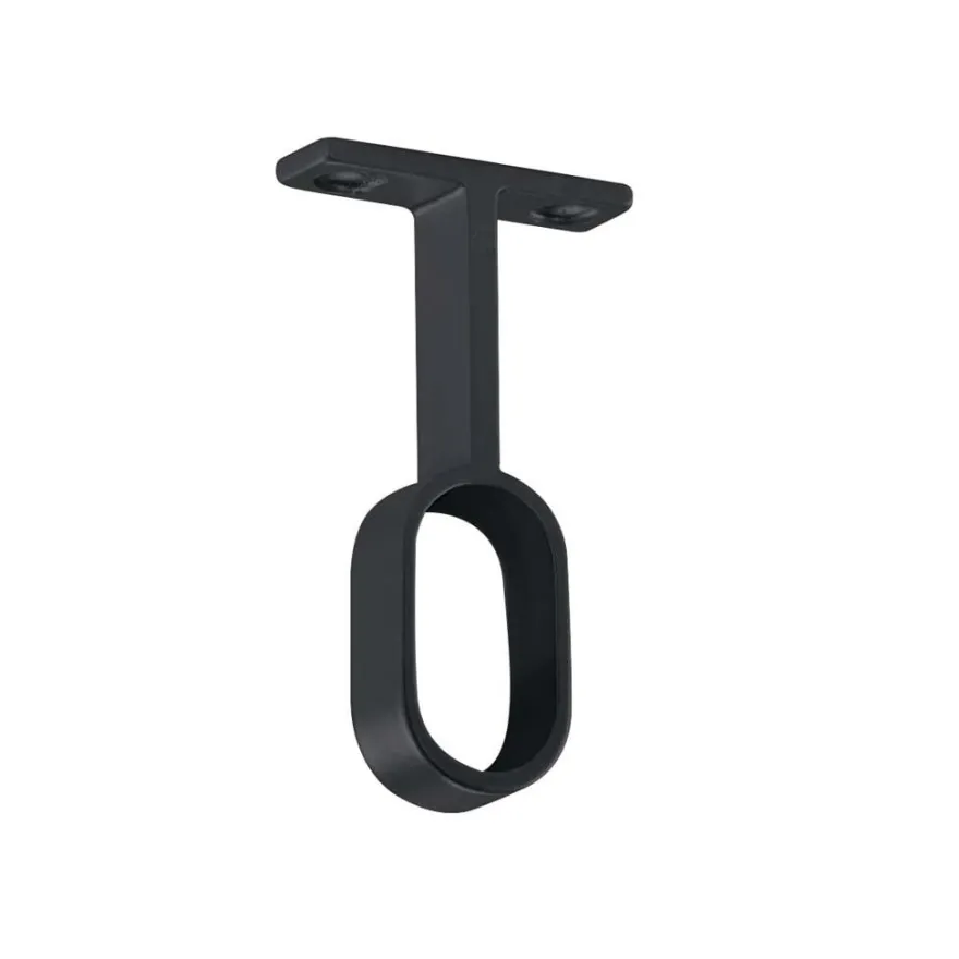 Soporte Negro de fijación a techo para barras de armario ovaladas
