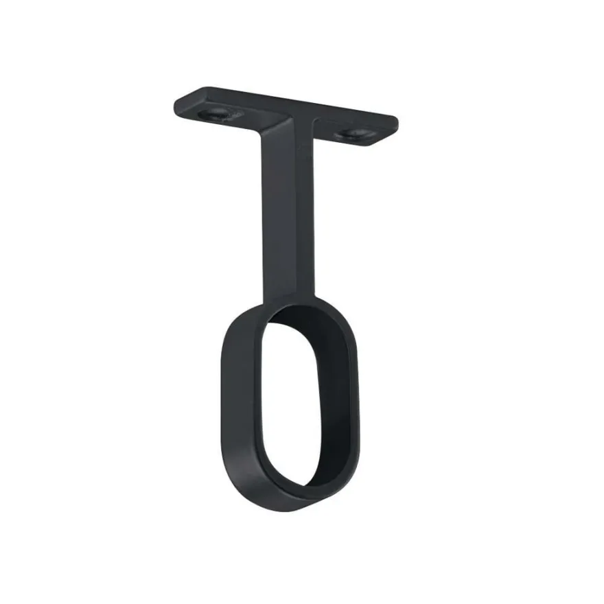Soporte Negro de fijación a techo para barras de armario ovaladas