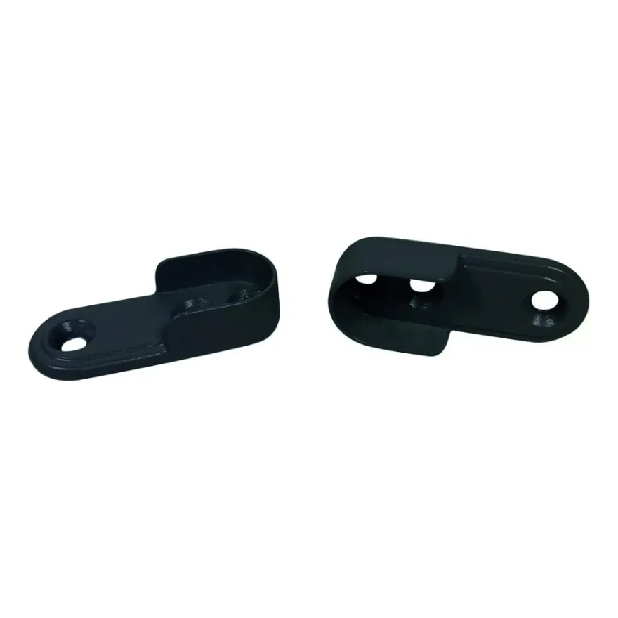 Soporte negro de fijación lateral para barras de armario ovaladas
