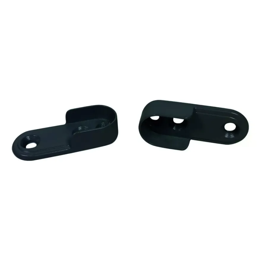 Soporte negro de fijación lateral para barras de armario ovaladas