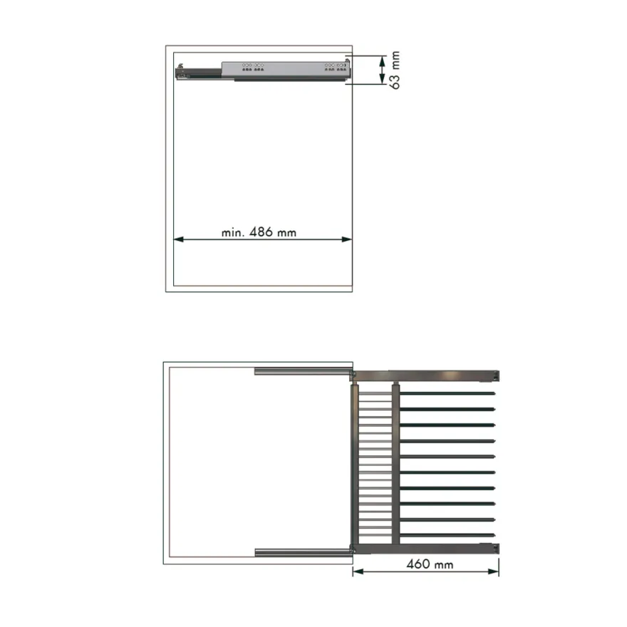 Soporte pantalonero Cromo Mate extraíble de fijación lateral con bandeja para accesorios