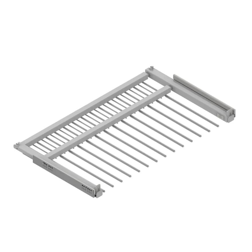 Soporte pantalonero Cromo Mate extraíble de fijación lateral con bandeja para accesorios