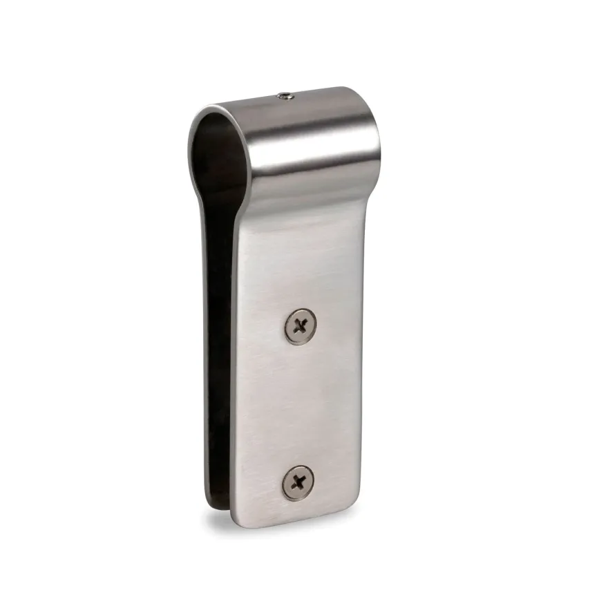 Soporte pinza para tubo y tablero para cabinas sanitarias