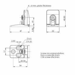 SQUARE - Bisagra para cristal sin mecanización