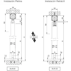 STANDARD - Sistema de perfil visto para puertas correderas de 50 a 80 Kg.