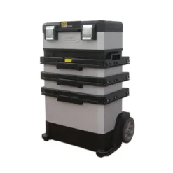 STANLEY - Taller móvil metálico de gran capacidad con bandeja extraíble, 3 cajones, ruedas y asa de transporte