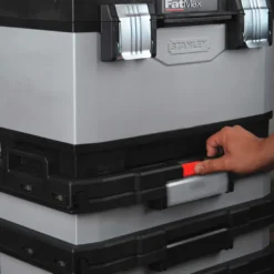 STANLEY - Taller móvil metálico de gran capacidad con bandeja extraíble, 3 cajones, ruedas y asa de transporte