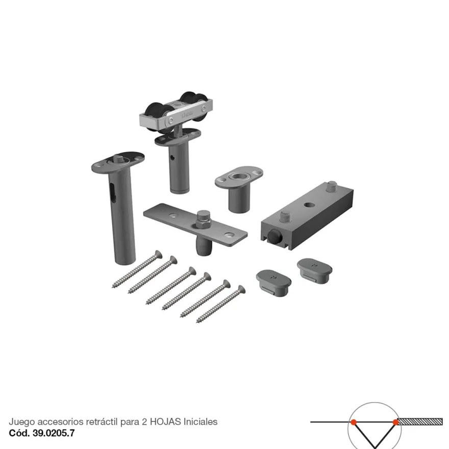 STAR FOLD - Accesorios para puertas plegables hasta 4 hojas y un máx. de 80 Kg. sin guía en el suelo